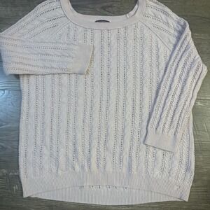 American Eagle Outfitters Sweater Women's Size L Light Pink  Lace Cable Knitted